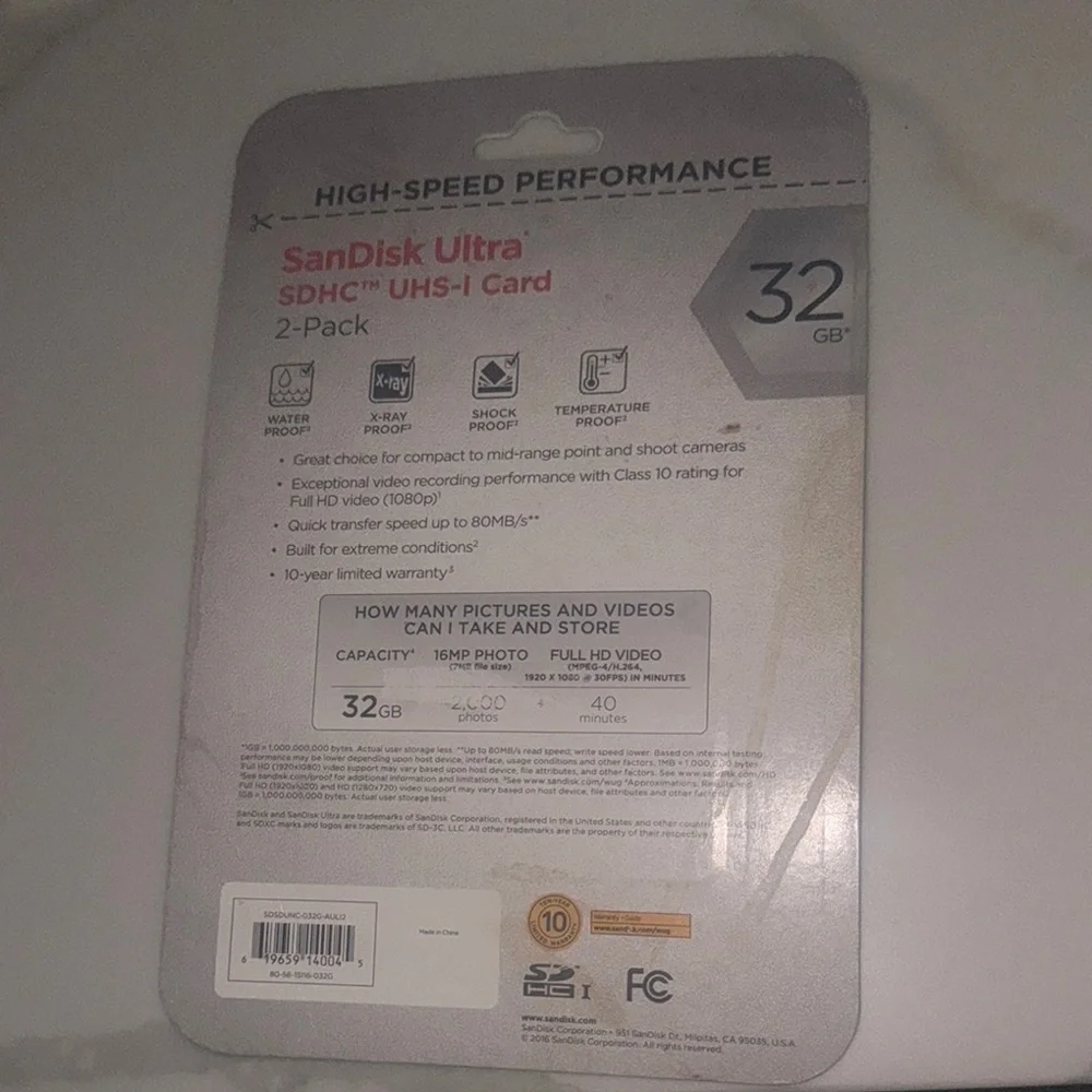 SanDisk Ultra SDHC UHS-I Card 32GB 2-Pack